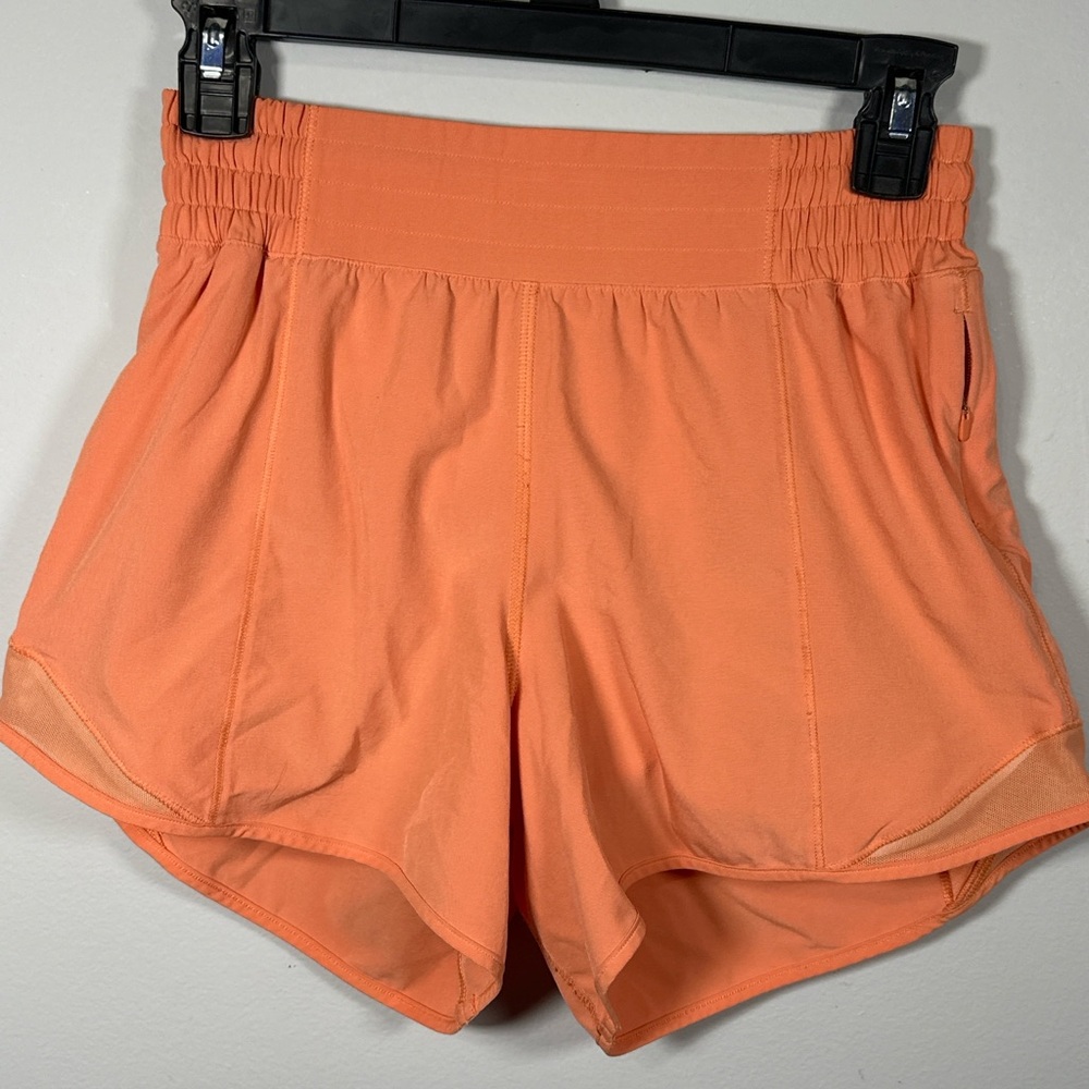 Lululemon Hotty Hot Shorts Womens 4 Coral High Rise Zip Pocket